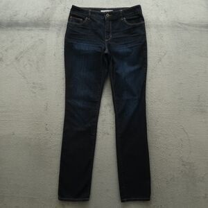 Chico's Platinum Jeans Womens 1 Tall US-8 Tall Mid-Rise-Rise Slim Leg 34" Inseam